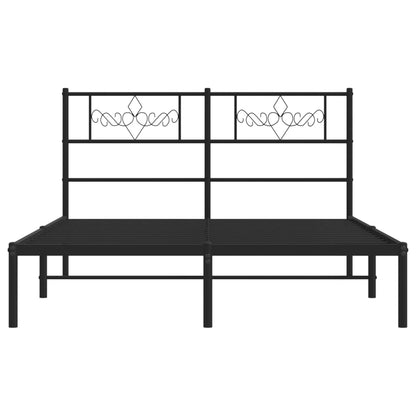 Metal Bed Frame without Mattress with Headboard Black 120x190cm