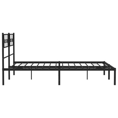 Metal Bed Frame without Mattress with Headboard Black 120x190cm