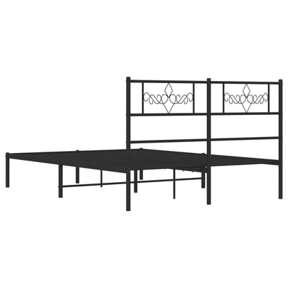 Metal Bed Frame without Mattress with Headboard Black 120x190cm