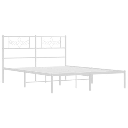 Metal Bed Frame without Mattress with Headboard White 120x190cm