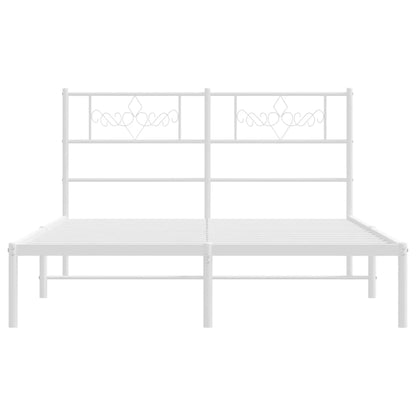 Metal Bed Frame without Mattress with Headboard White 120x190cm