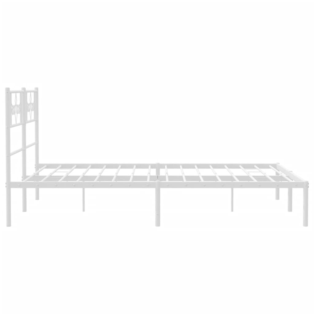 Metal Bed Frame without Mattress with Headboard White 120x190cm