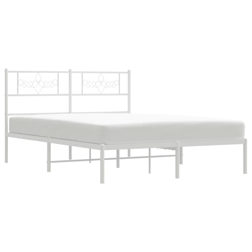 Metal Bed Frame without Mattress with Headboard White 140x200cm