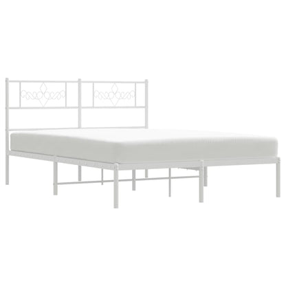 Metal Bed Frame without Mattress with Headboard White 140x200cm