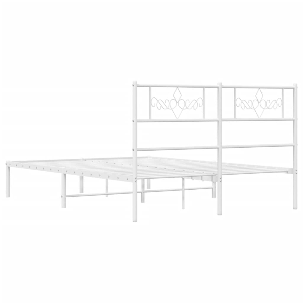 Metal Bed Frame without Mattress with Headboard White 140x200cm