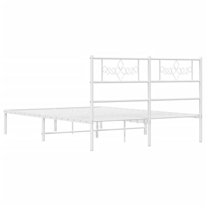Metal Bed Frame without Mattress with Headboard White 140x200cm