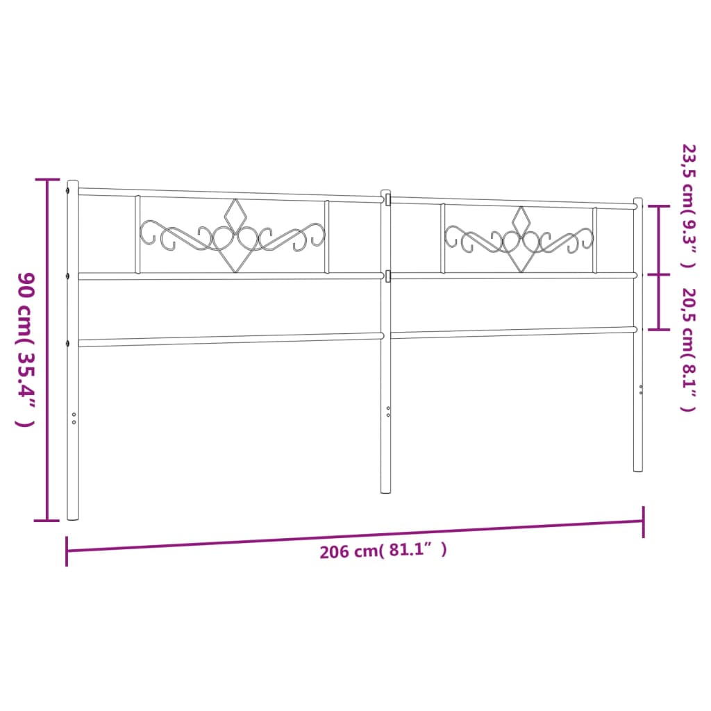 Metal Headboard White 200 cm