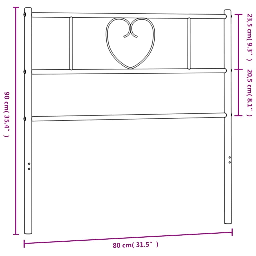 Metal Headboard Black 75 cm