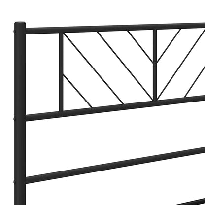 Metal Bed Frame without Mattress with Headboard Black 150x200cm