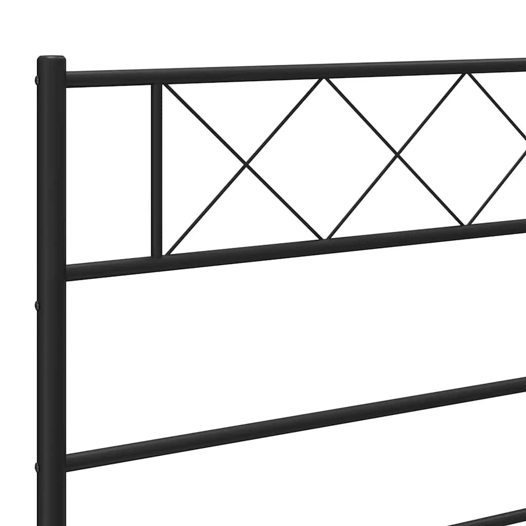 Metal Bed Frame without Mattress with Footboard Black 100x190cm