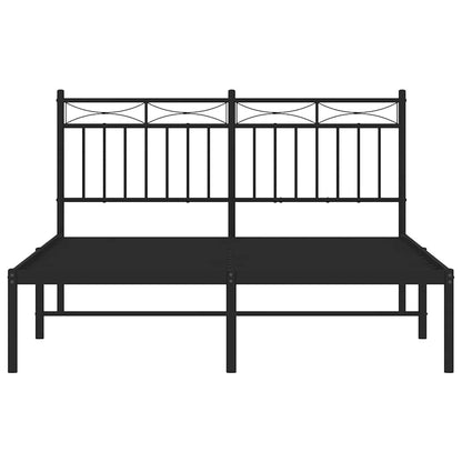 Metal Bed Frame without Mattress with Headboard Black 135x190cm