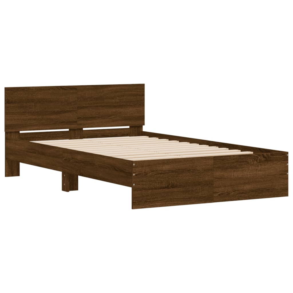 Bed Frame without Mattress Brown Oak 120x190 cm Small Double