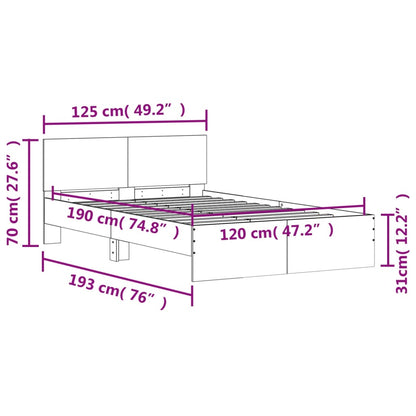 Bed Frame without Mattress Brown Oak 120x190 cm Small Double