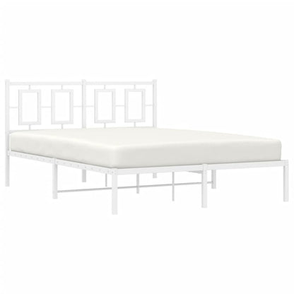 Metal Bed Frame without Mattress with Headboard White 140x190cm