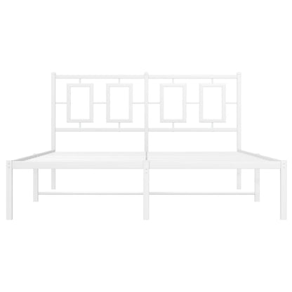 Metal Bed Frame without Mattress with Headboard White 140x190cm