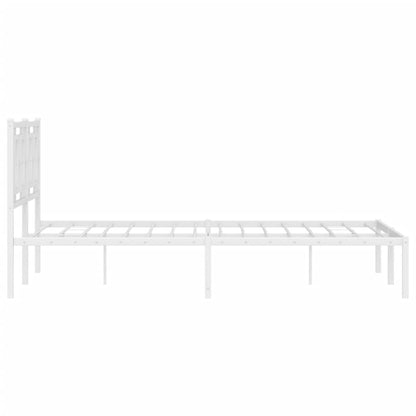 Metal Bed Frame without Mattress with Headboard White 140x190cm