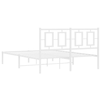 Metal Bed Frame without Mattress with Headboard White 140x190cm