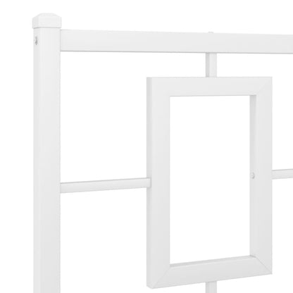 Metal Bed Frame without Mattress with Headboard White 140x190cm