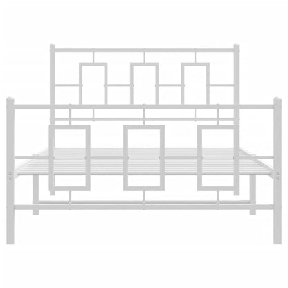 Metal Bed Frame without Mattress with Footboard White 107x203cm