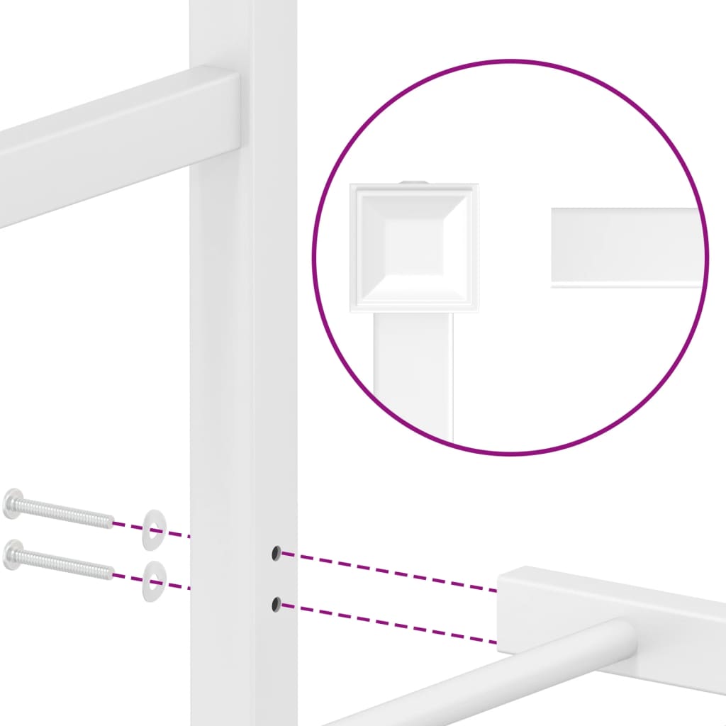 Metal Bed Frame without Mattress with Footboard White 107x203cm