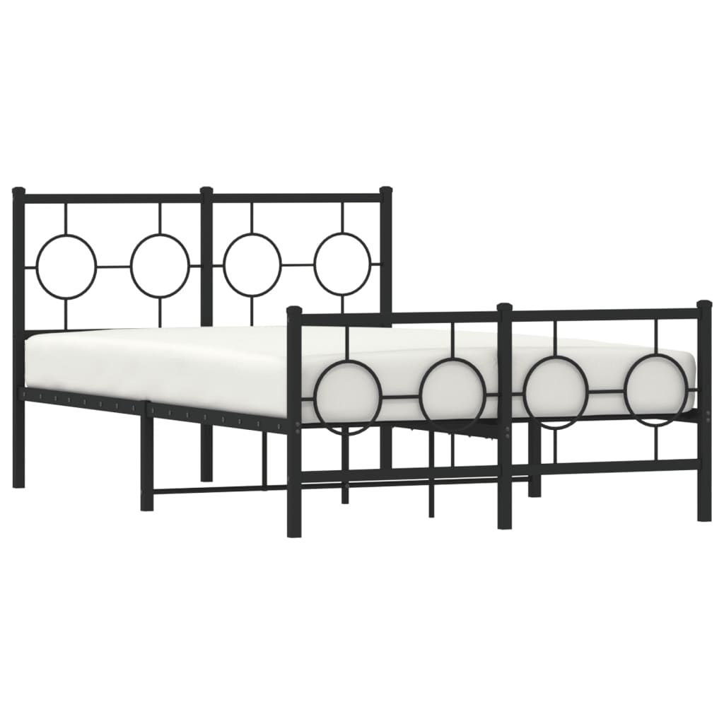 Metal Bed Frame without Mattress with Footboard Black 120x190cm