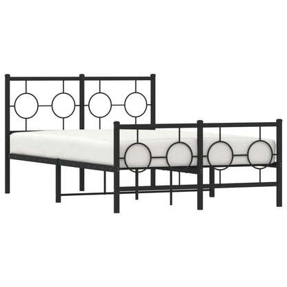 Metal Bed Frame without Mattress with Footboard Black 120x190cm