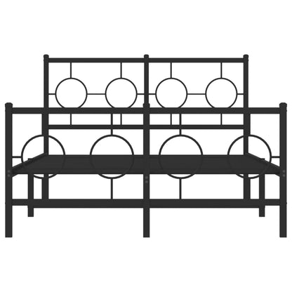 Metal Bed Frame without Mattress with Footboard Black 120x190cm