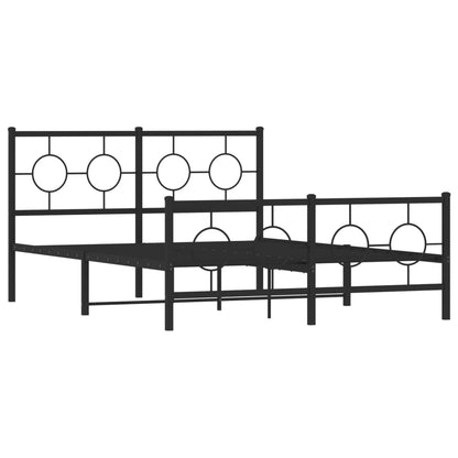 Metal Bed Frame without Mattress with Footboard Black 135x190cm