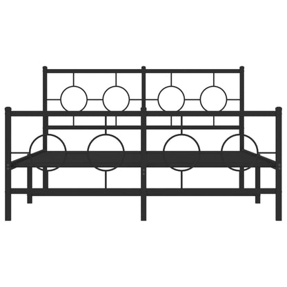 Metal Bed Frame without Mattress with Footboard Black 135x190cm