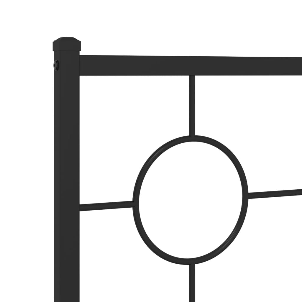 Metal Bed Frame without Mattress with Footboard Black 135x190cm