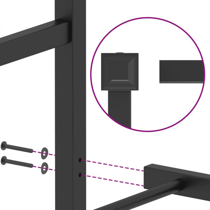 Metal Bed Frame without Mattress with Footboard Black 135x190cm