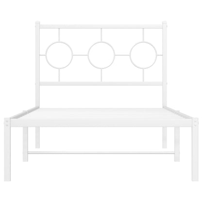 Metal Bed Frame without Mattress with Headboard White 90x200cm