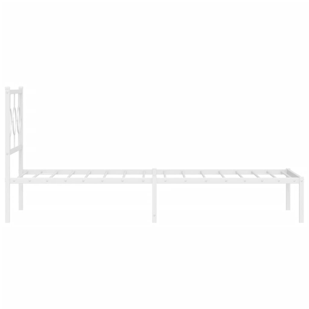 Metal Bed Frame without Mattress with Headboard White 90x200cm