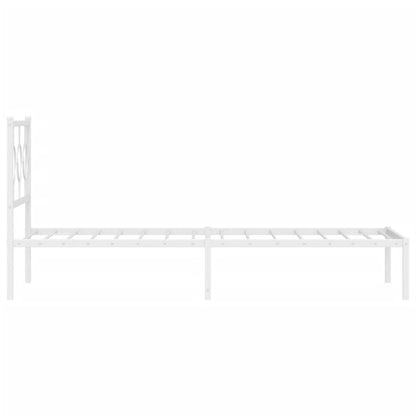 Metal Bed Frame without Mattress with Headboard White 90x200cm