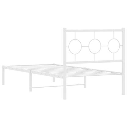 Metal Bed Frame without Mattress with Headboard White 90x200cm