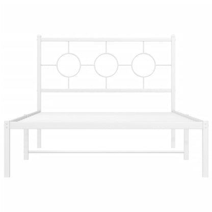 Metal Bed Frame without Mattress with Headboard White 107x203cm
