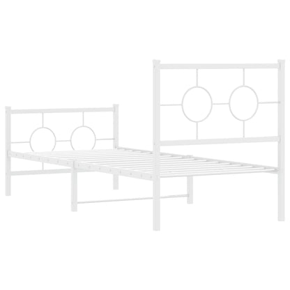 Metal Bed Frame without Mattress with Footboard White 80x200cm