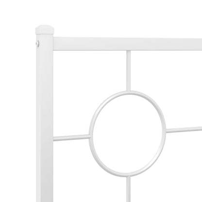 Metal Bed Frame without Mattress with Footboard White 80x200cm
