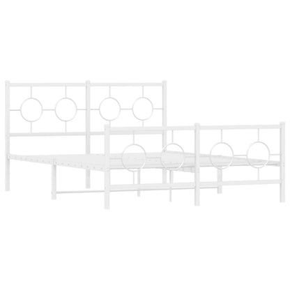 Metal Bed Frame without Mattress with Footboard White 135x190cm