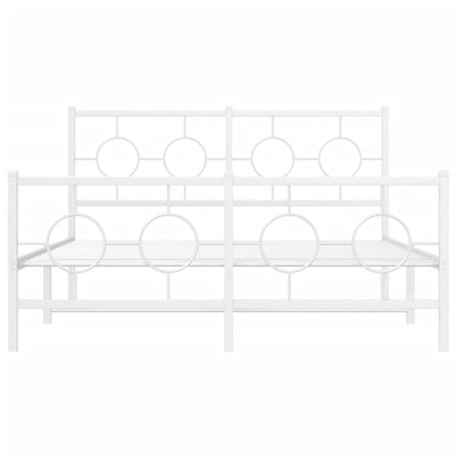 Metal Bed Frame without Mattress with Footboard White 135x190cm