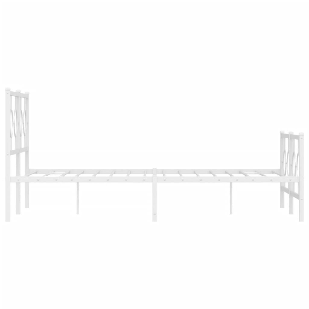 Metal Bed Frame without Mattress with Footboard White 135x190cm