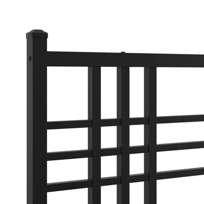 Metal Bed Frame without Mattress with Footboard Black 75x190cm