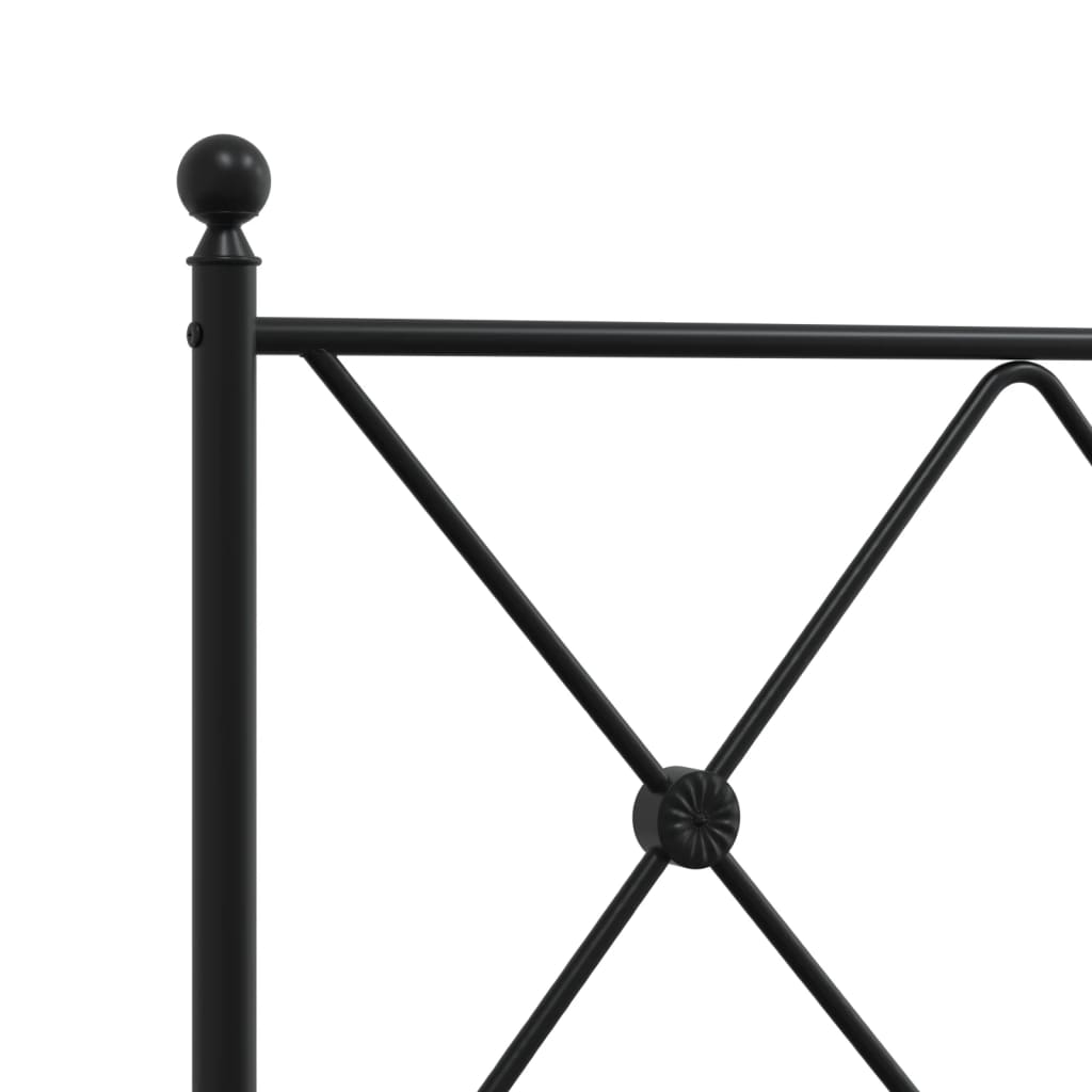 Metal Bed Frame without Mattress with Headboard Black 180x200cm