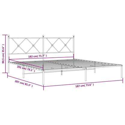 Metal Bed Frame without Mattress with Headboard Black 180x200cm