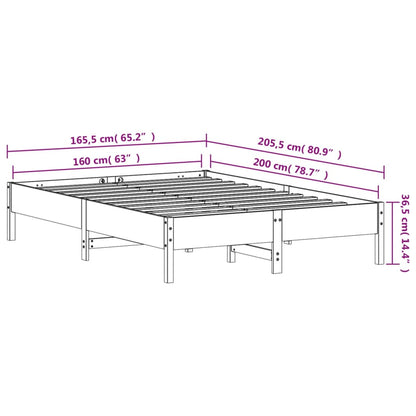 Bed Frame without Mattress 160x200 cm Solid Wood Pine
