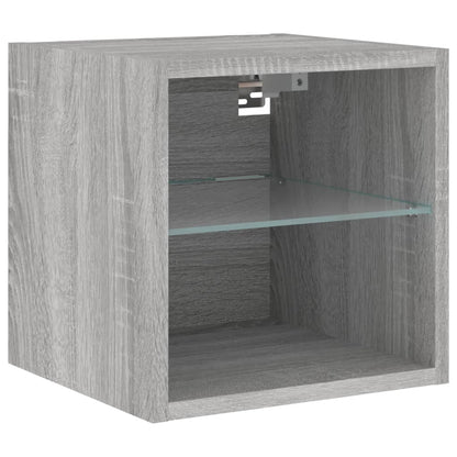7 Piece TV Wall Units with LED Grey Sonoma Engineered Wood