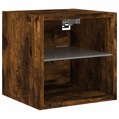 8 Piece TV Wall Units with LED Smoked Oak Engineered Wood