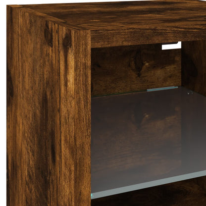 8 Piece TV Wall Units with LED Smoked Oak Engineered Wood
