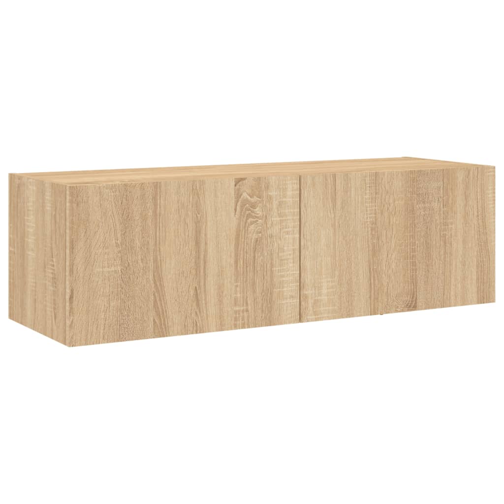 4 Piece TV Wall Cabinets with LED Lights Sonoma Oak