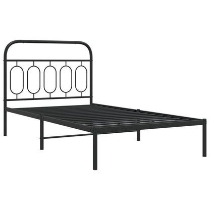 Metal Bed Frame without Mattress with Headboard Black 100x200cm